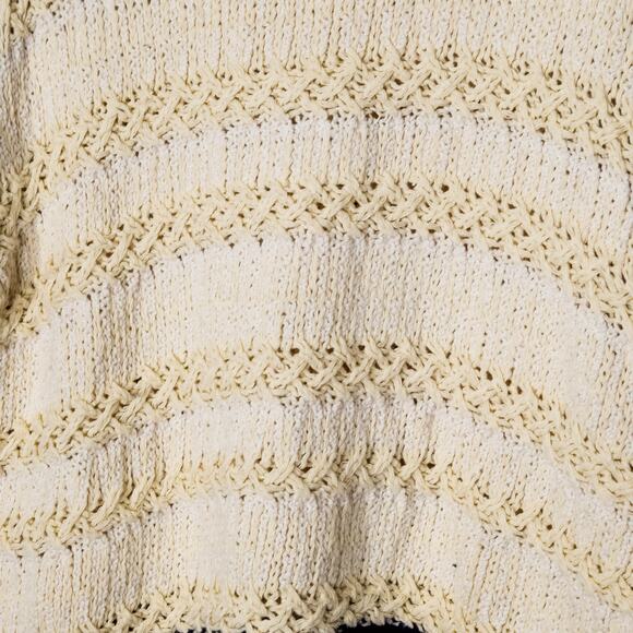 Elan Sleeveless Sweater Open Knit Cream Navy Women’s L Coastal Inspired - Picture 4 of 7